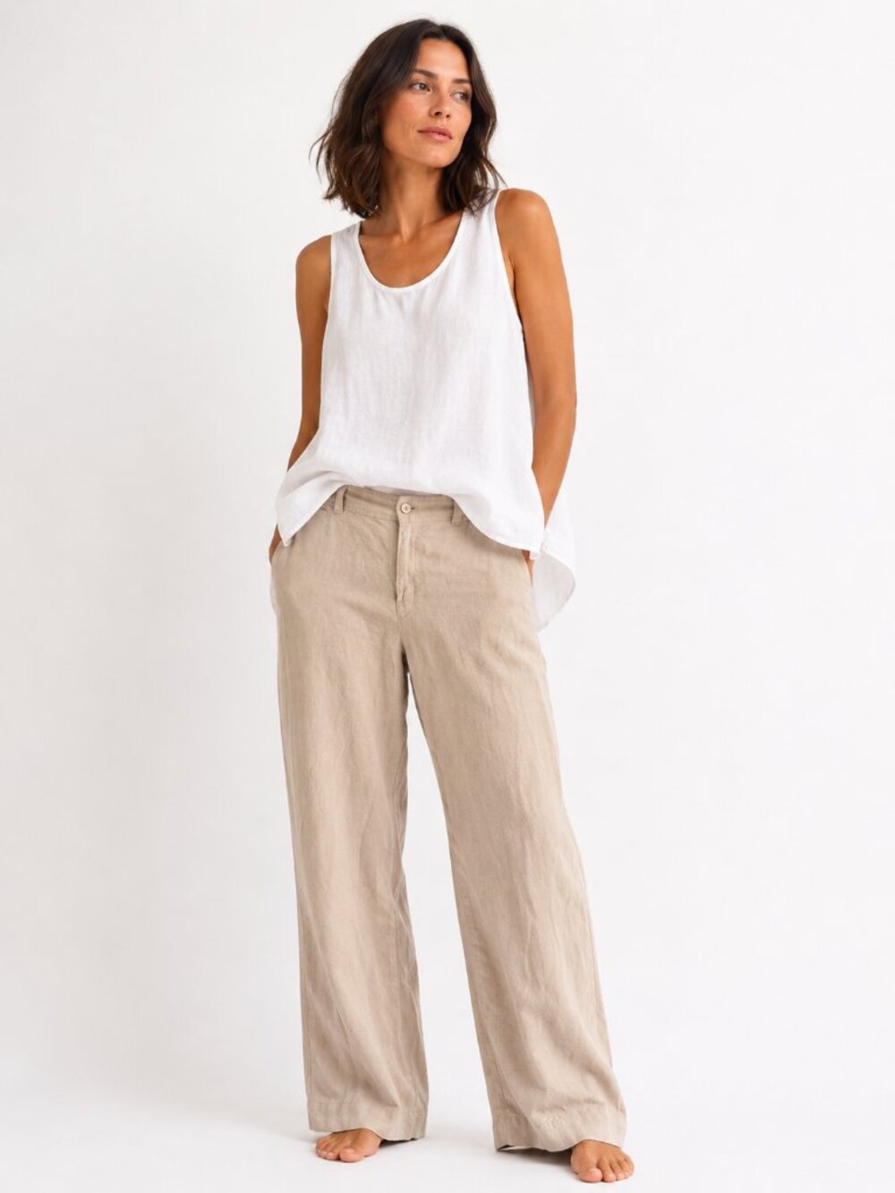 Eddie Bauer Women’s Size 14 Tall 100% linen straight leg pants Costal vacation